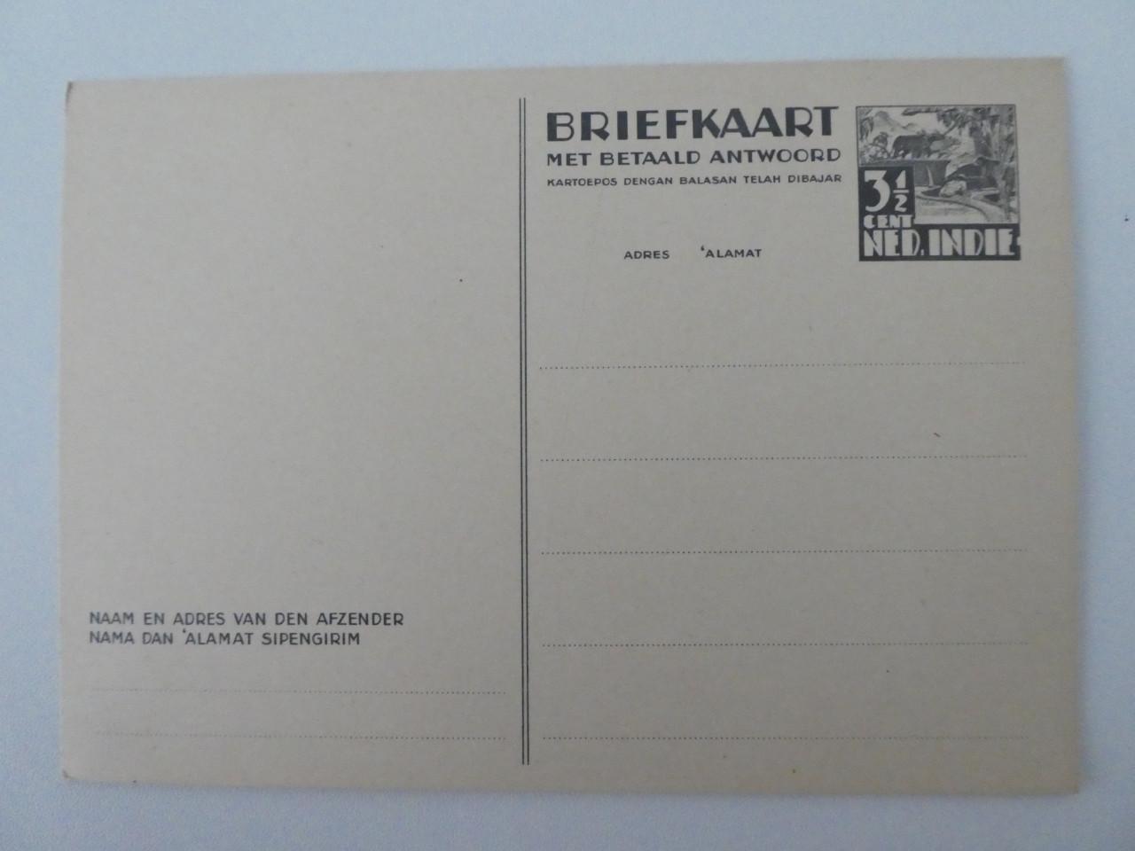 Briefkaart met Antwoordkaart Ned. Indië, 3,5 cent