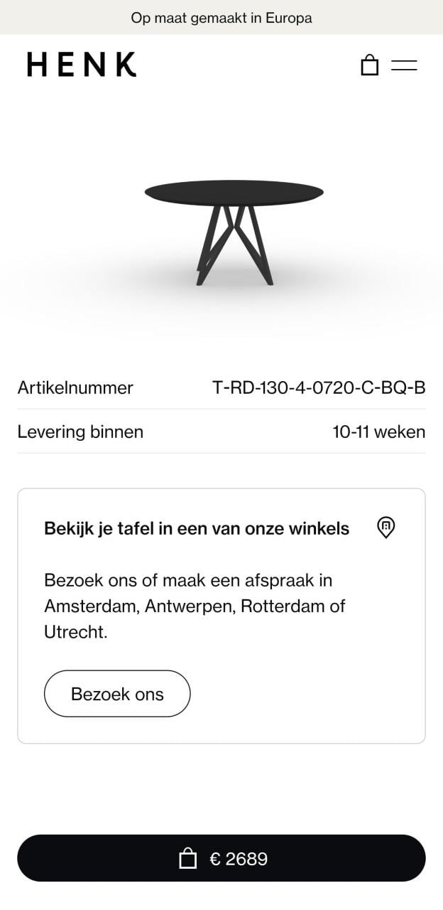 Studio Henk eettafel zwart HPL