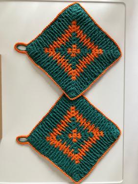 Dubbel nieuwe gehaakte pannenlappen