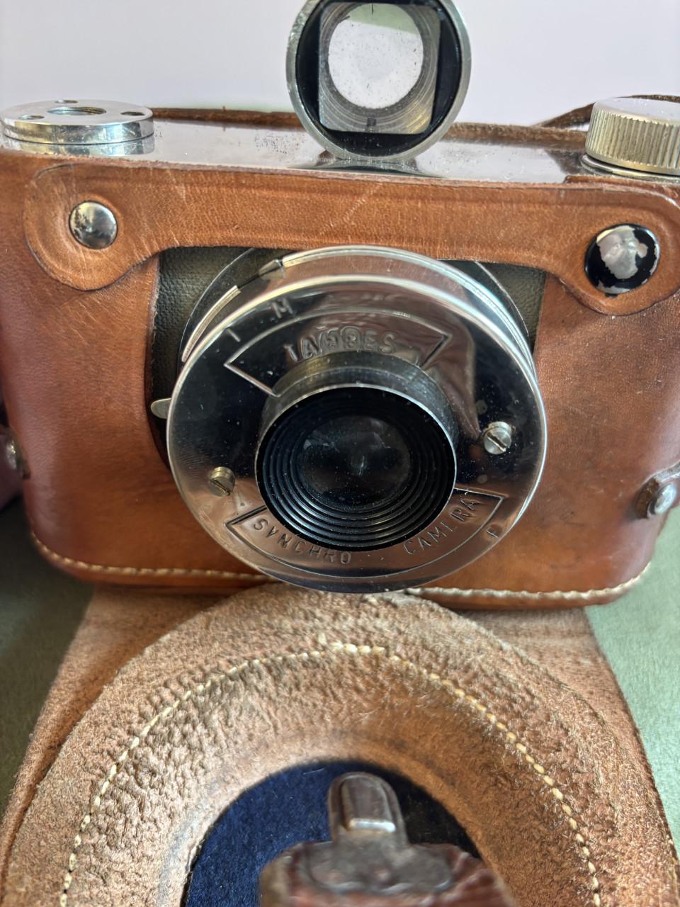 Vintage Tahbes Camera met Albada viewer 1948 + Leren Tas