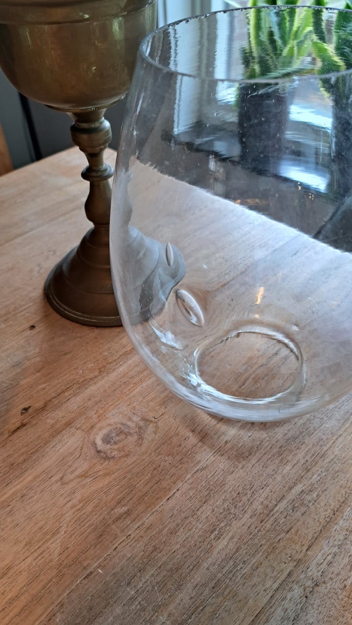 Olielamp messing met 2 glazen bollen