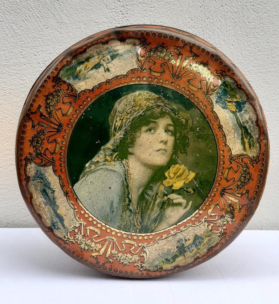 Blik van Melle's toffees Breskens, superieure kwaliteit,  Ø 27cm., 11 cm. ↑