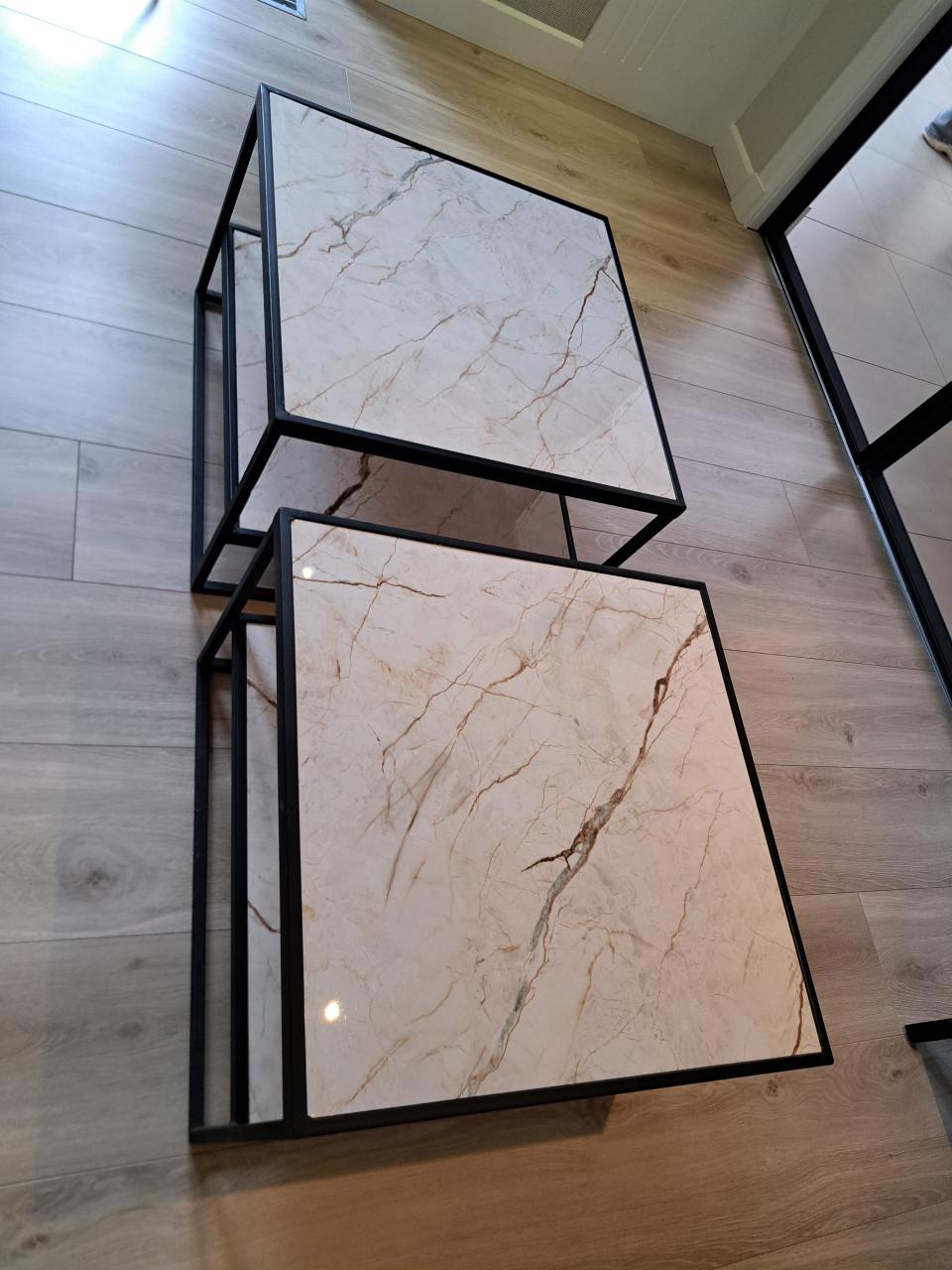 Salontafels staal met marmer