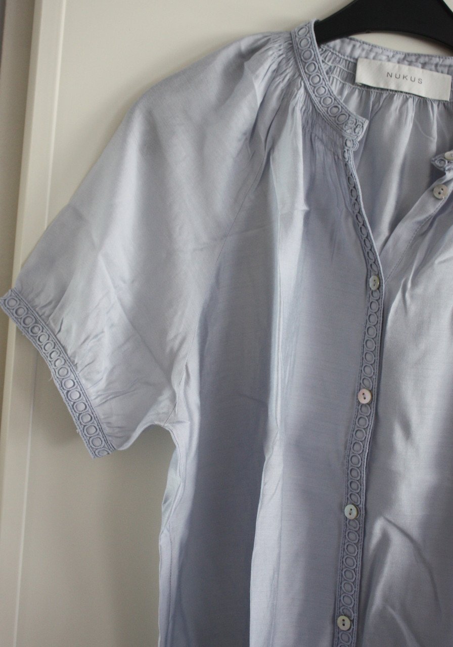 Luxe grijs blauwe blouse  maat m