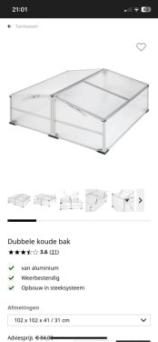 Kweekkasje aluminium 110 x 110 cm