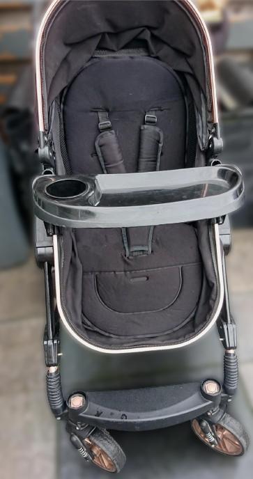Kinderwagen 3-in-1 zwart/ goudbruin