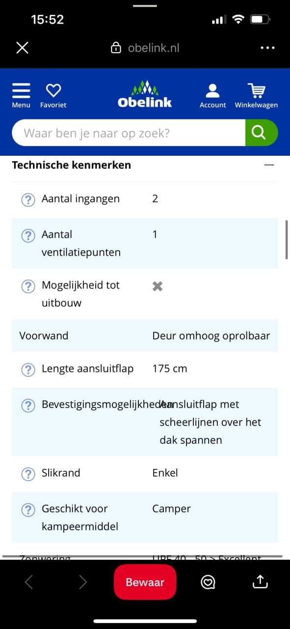 Achterklep tent Obelink