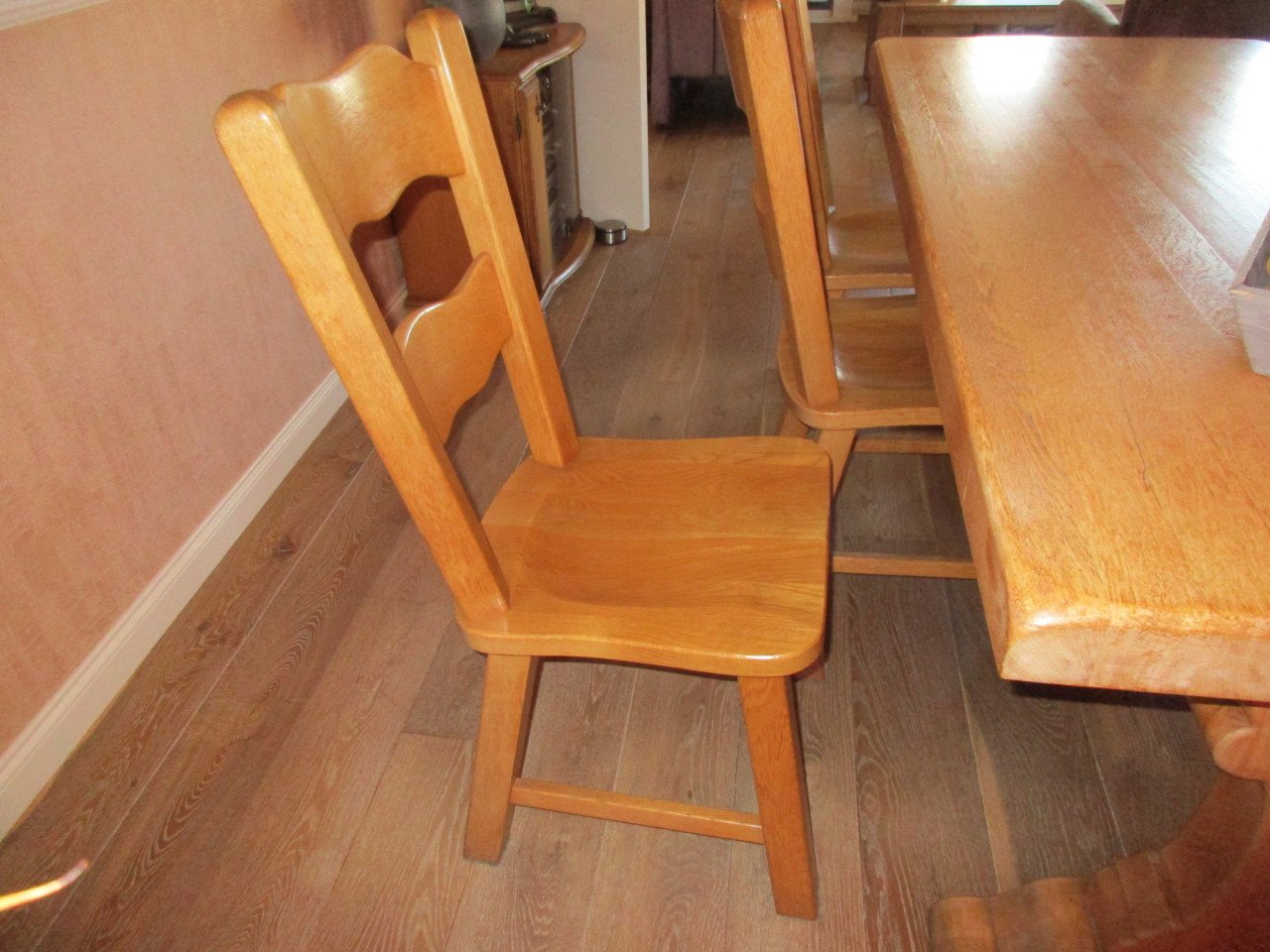 Stoere Eiken Kloostertafel 90 x 200 cm evt 6 Eiken Stoelen