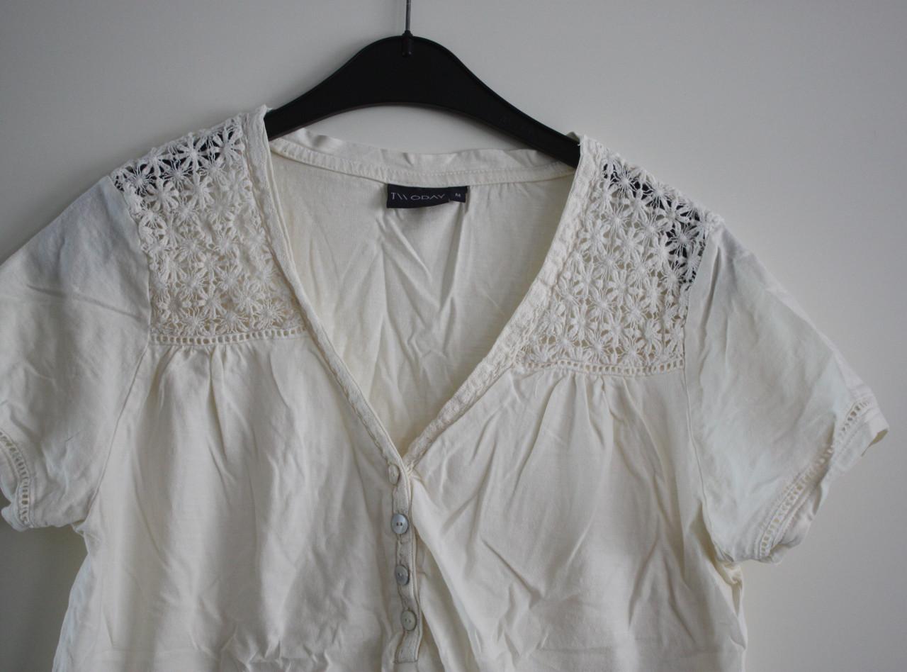 Wit creame shirt met kanten details maat m