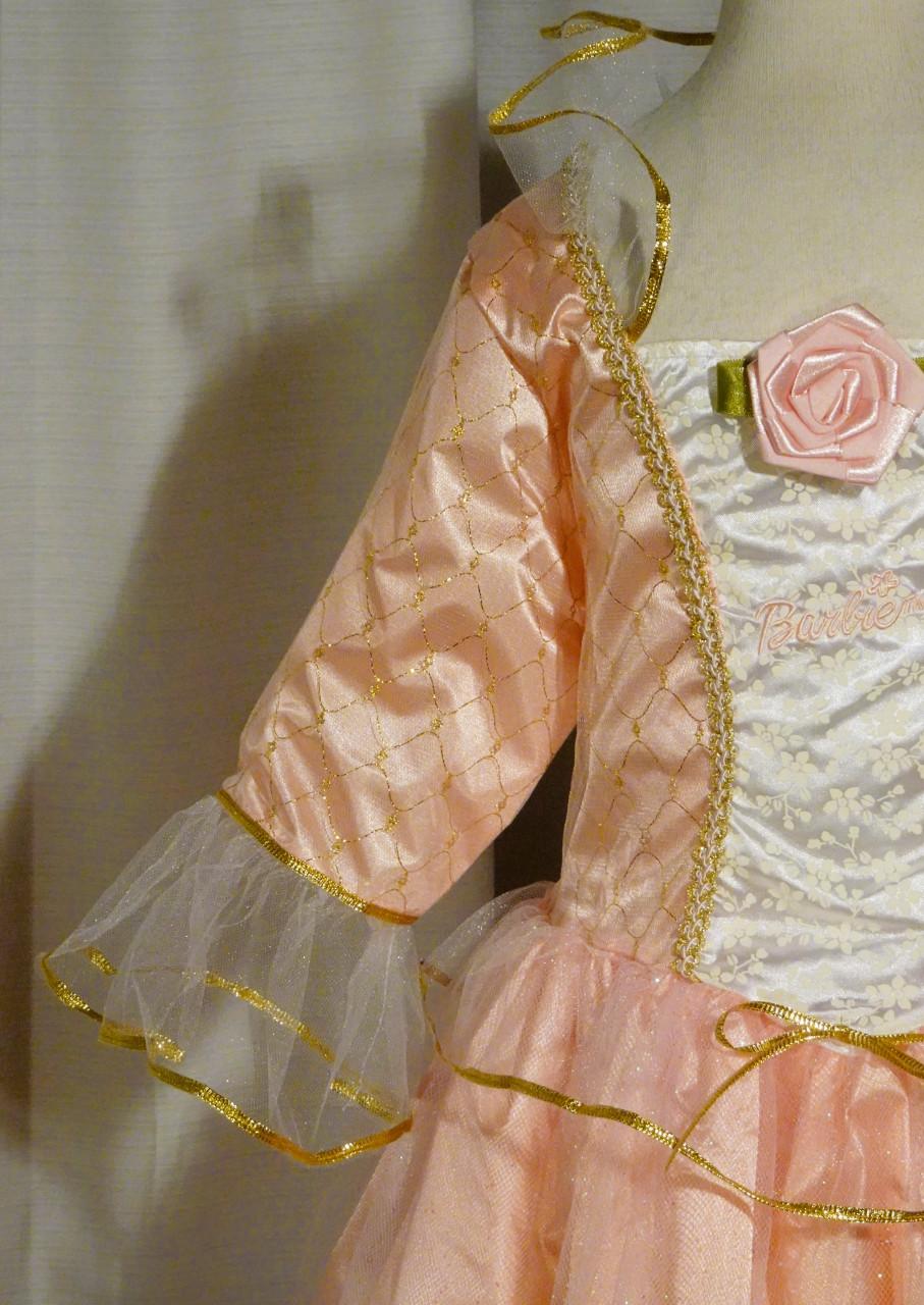 Nieuw ! Maat 128-134 Lange Zalmroze Barbie Prinsessenjurken + Kroon