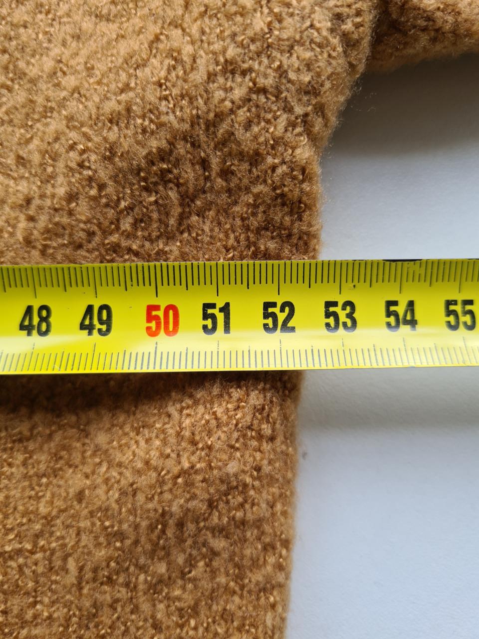 Camelkleurige - mosterdgele trui met kraag Maat L