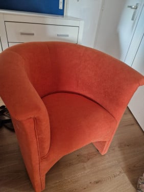 Comfortabele kuipstoel steenrood/oranje