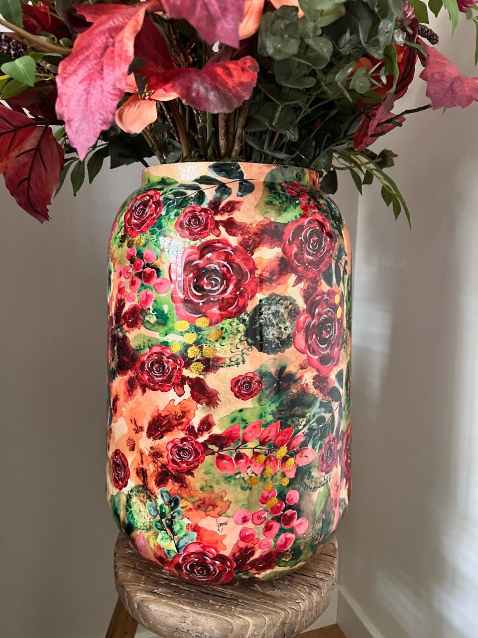 Zijdebloemen inclusief vaas