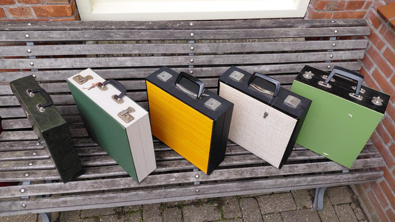 Vintage platenkoffers voor LP's (5x)