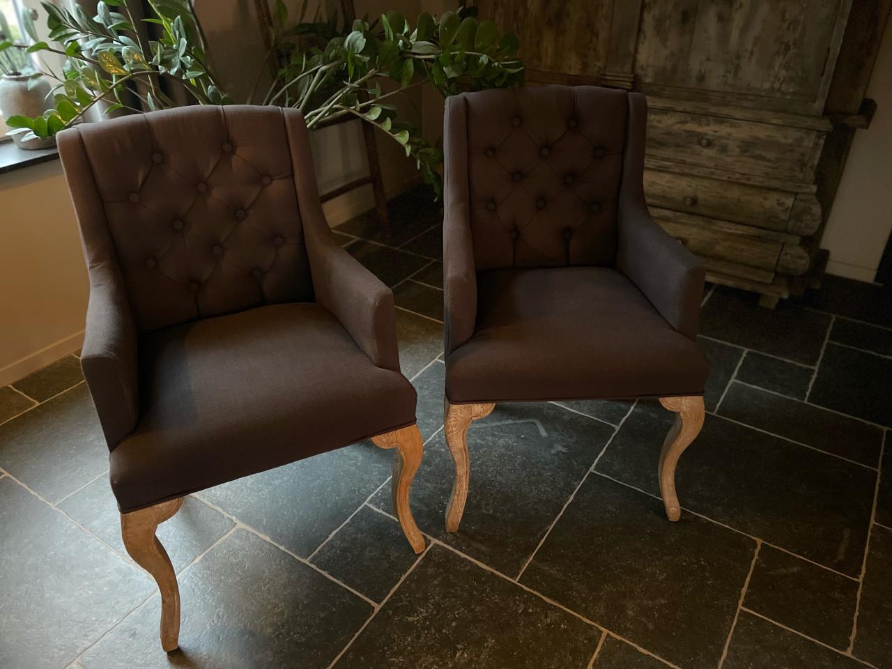 6 landelijke eetkamerstoelen donkergrijs