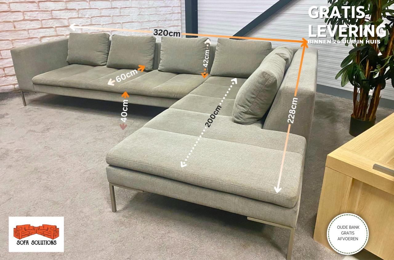 Montèl Taupe Stoffen Hoekbank-Diepe Lounge Zit-Tijdloos Modern Design