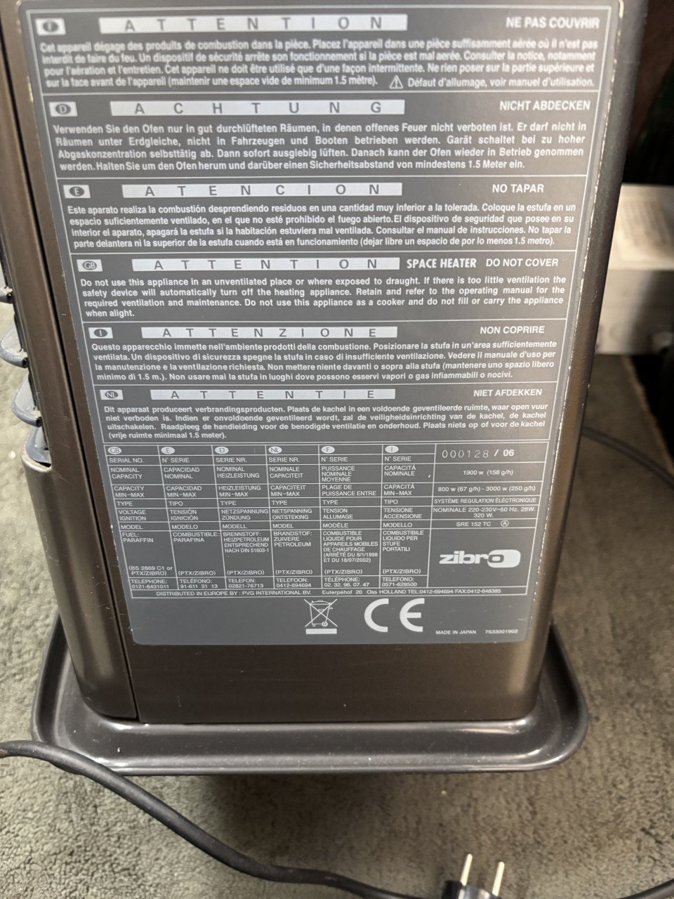 Zibro petroleumkachel SRE 152 TC