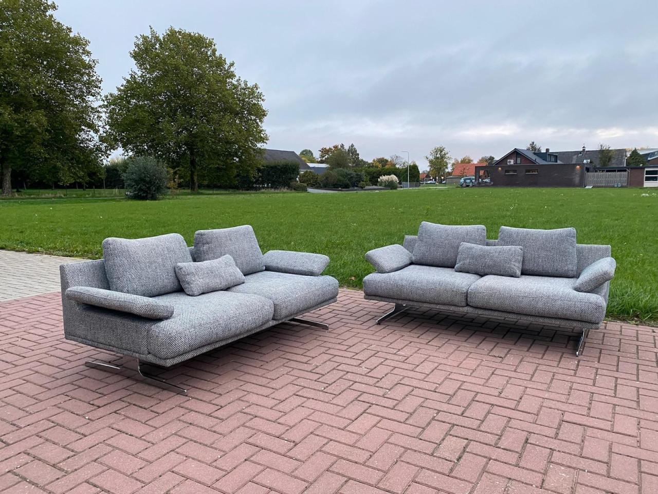 Montel 2x 2.5-zits Grijze Stoffen Bankenset -Gratis levering NL