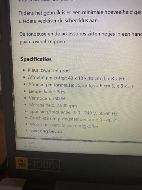 Paarden tondeuse GERESERVEERD
