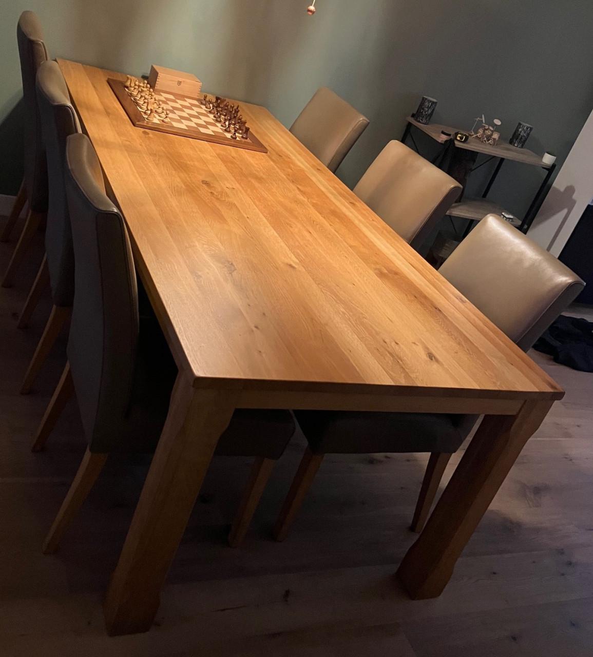 Massief eiken salon en eettafel set