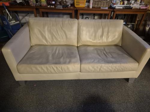 Roomwit leren bankstel