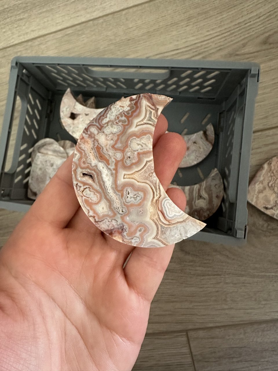 Kristallen - Hartjes en maantjes - Mexicaanse Crazy lace agaat