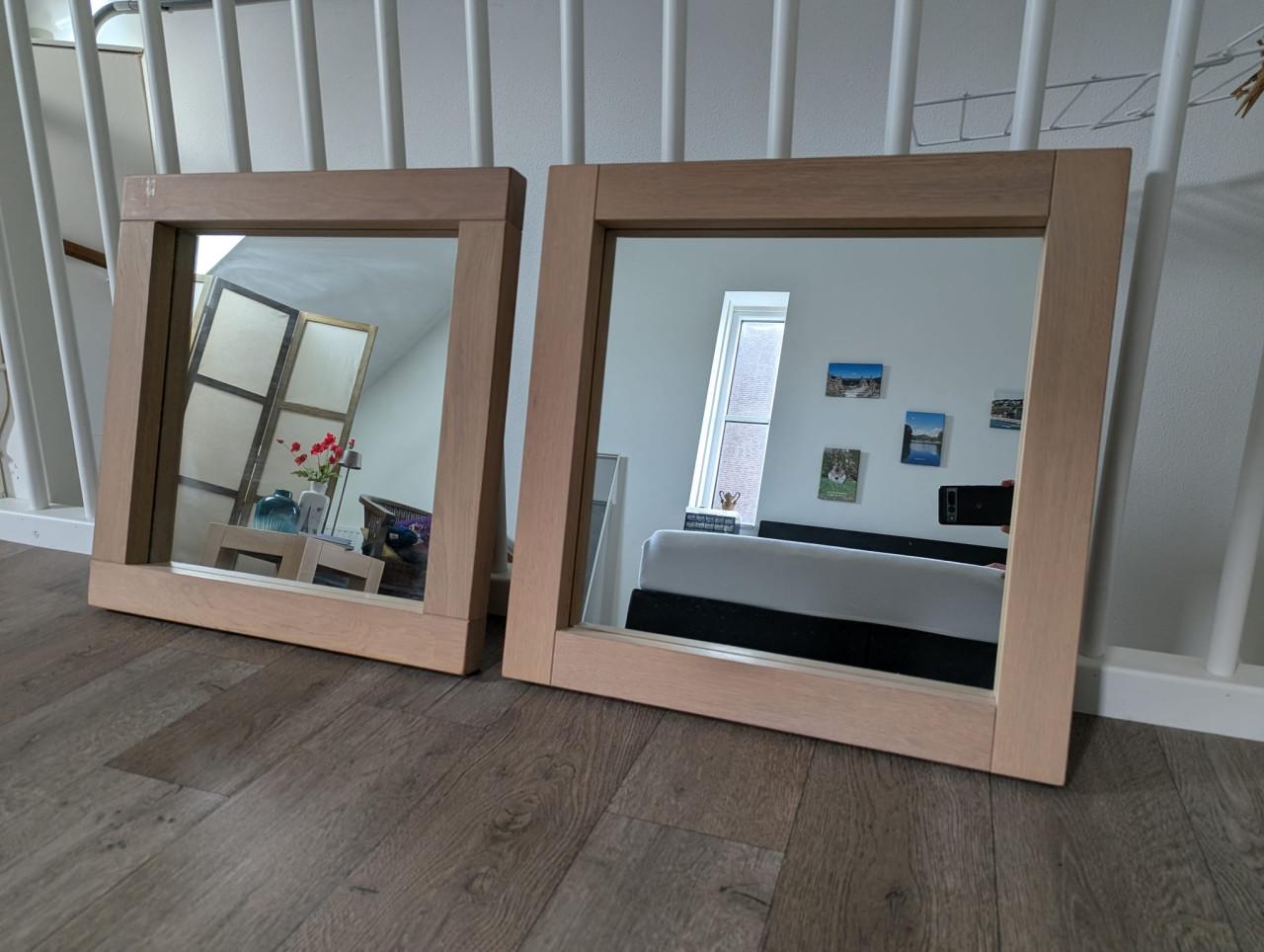 Modern eiken dressoir white wash + 2 bijpassende spiegels