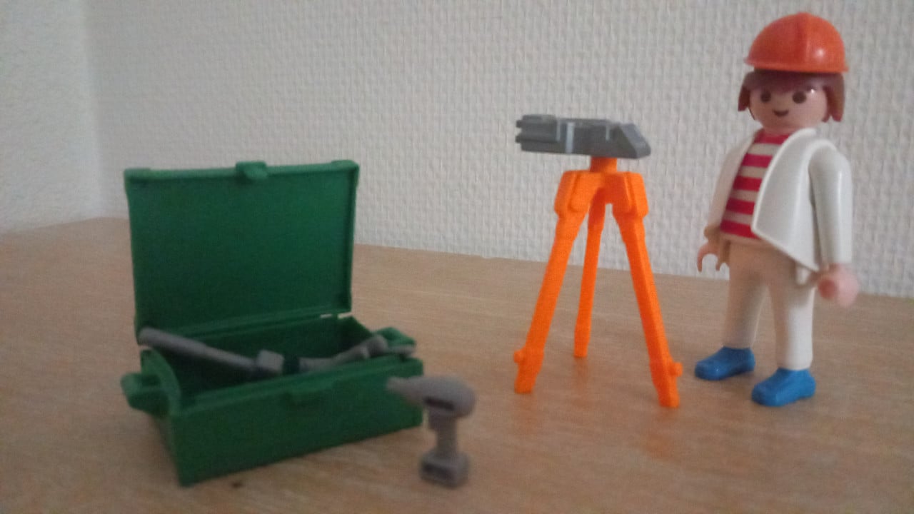 Playmobil landmeter met apparatuur
