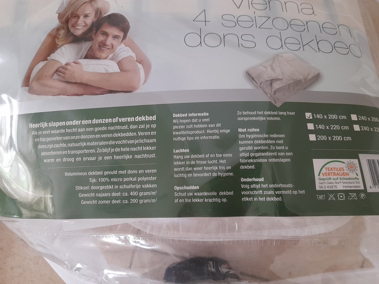 4 seizoenen donzen dekbed ( in nette schone staat ) 140 x 200