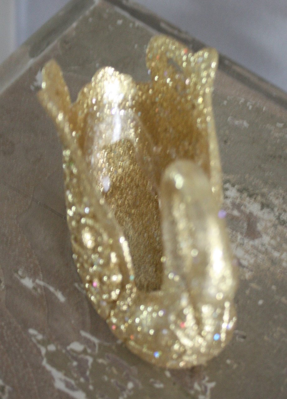 Gouden glitter zwaan beeldje kunststof