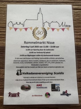 Rommelmarkt Nisse 50 jaar 5 juli 2025 Dorpsplein Nisse