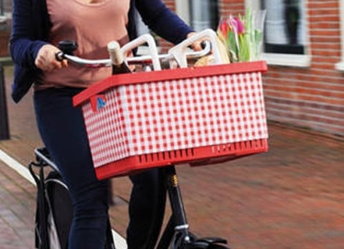 MyBasket fiets/winkelmand rood met wit.