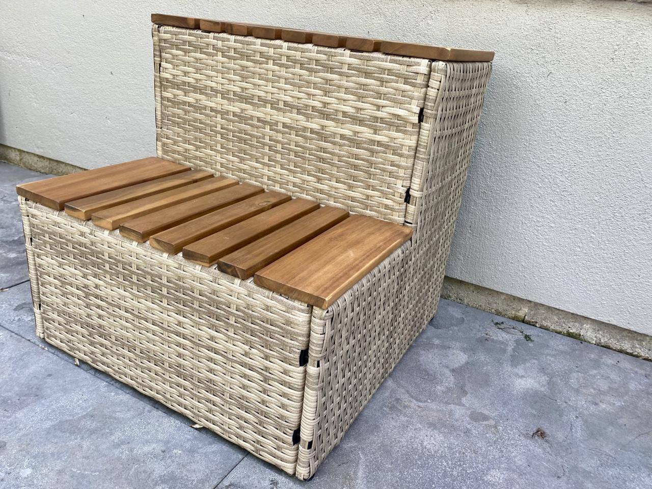 Opstapkruk beige/hout voor zwembad of camper ZGAN