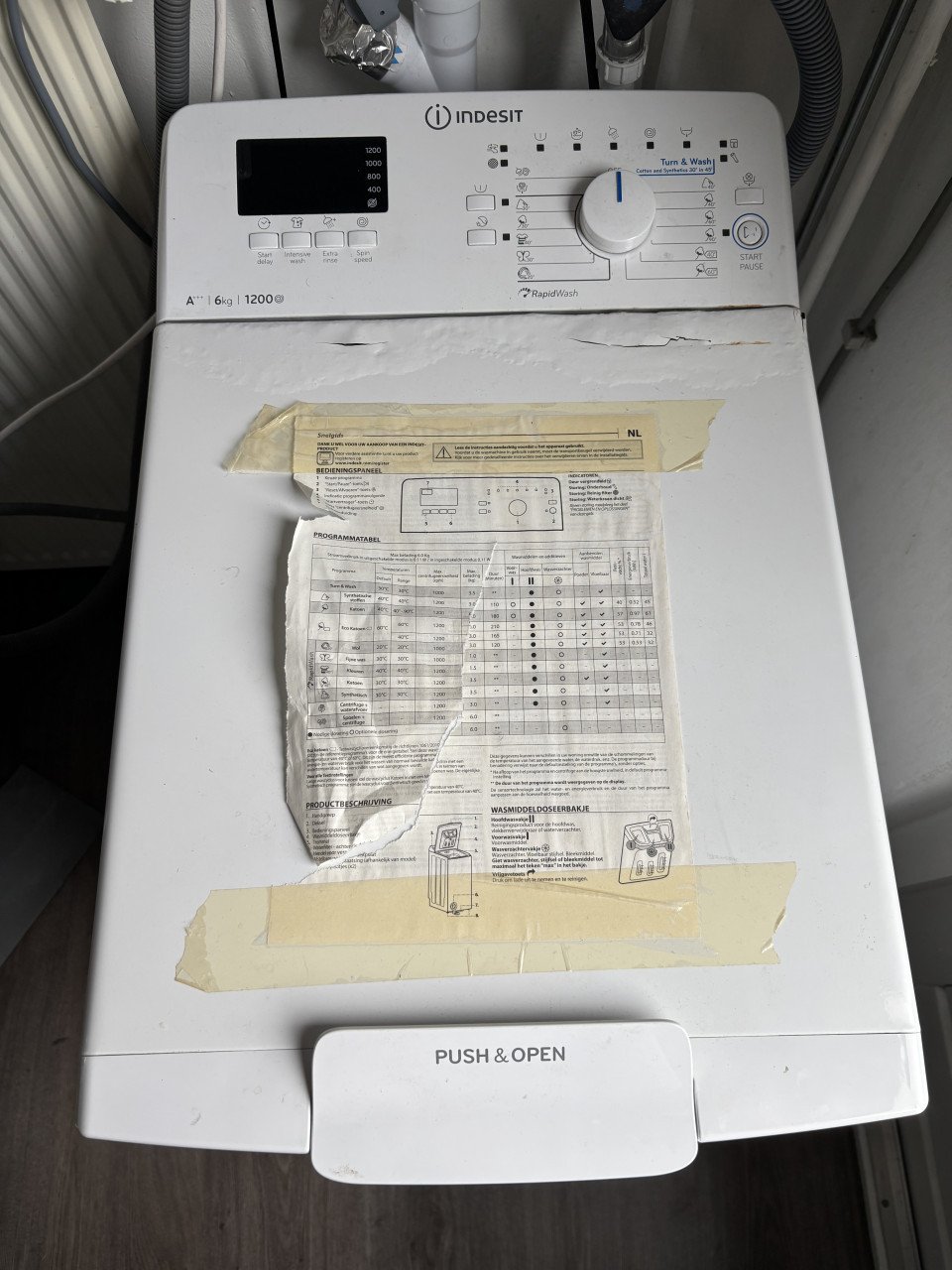 Bovenlader wasmachine indesit