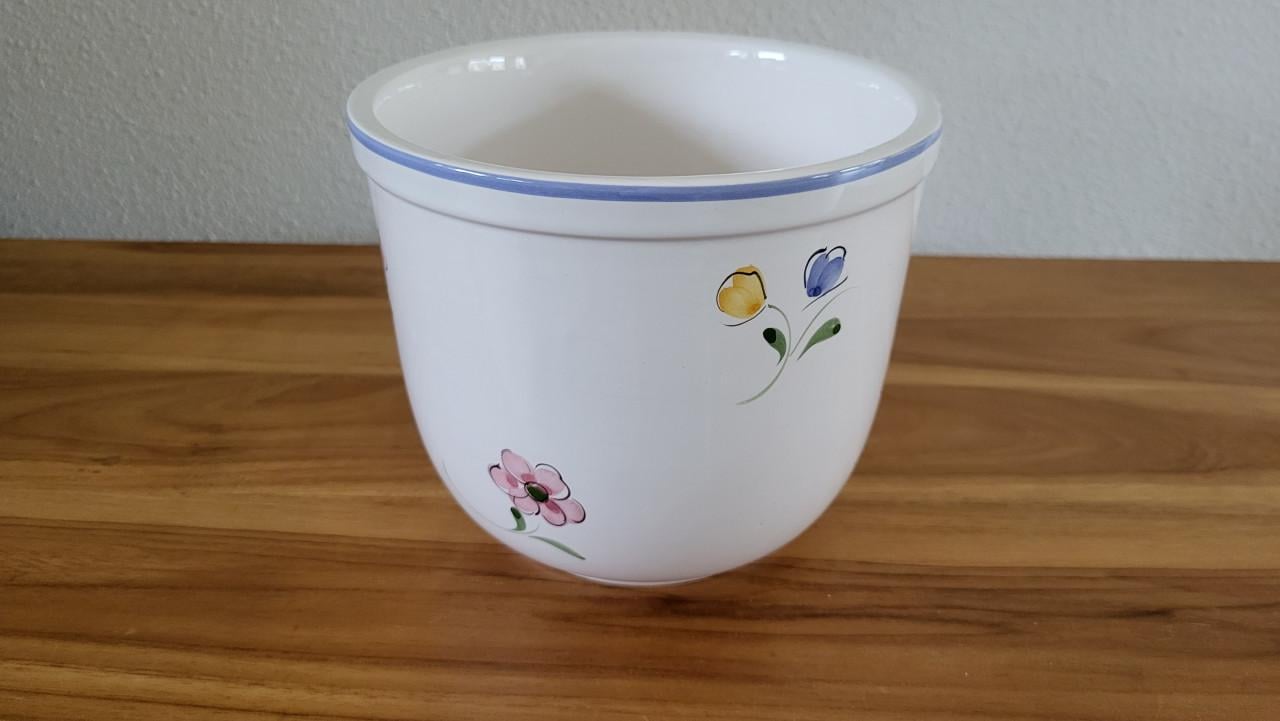 Bloempot keramiek wit / bloemen