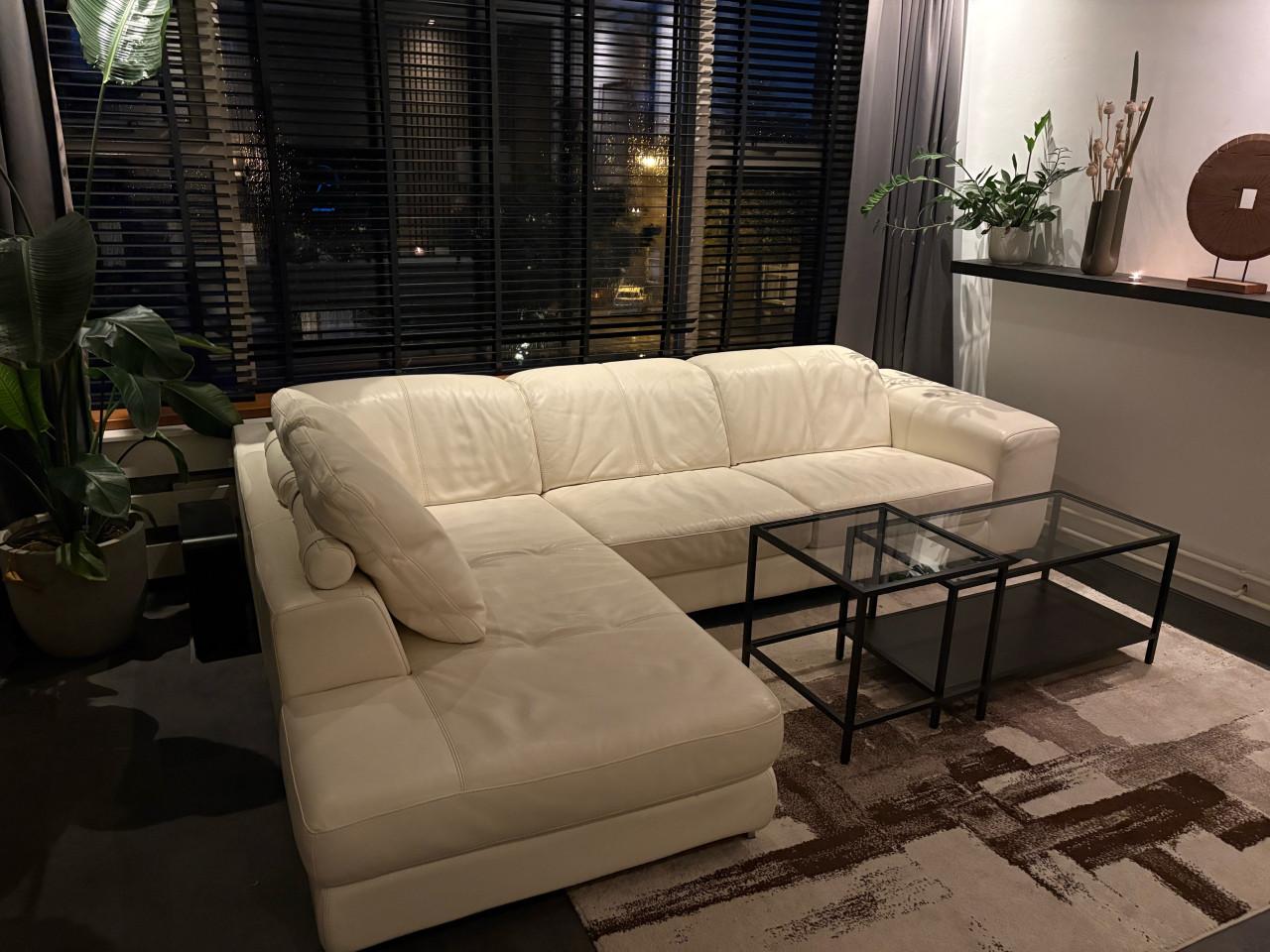 MONTEL Design Leren Hoekbank – Wit – 290cm – Verstelbare Hoofdsteunen