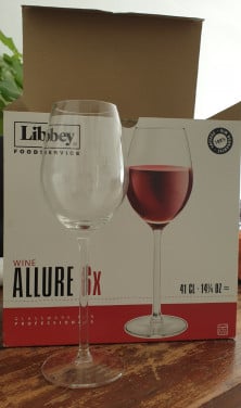 6 grote ranke Libbey Allure wijnglazen 41 cl 24 cm hoog in doos