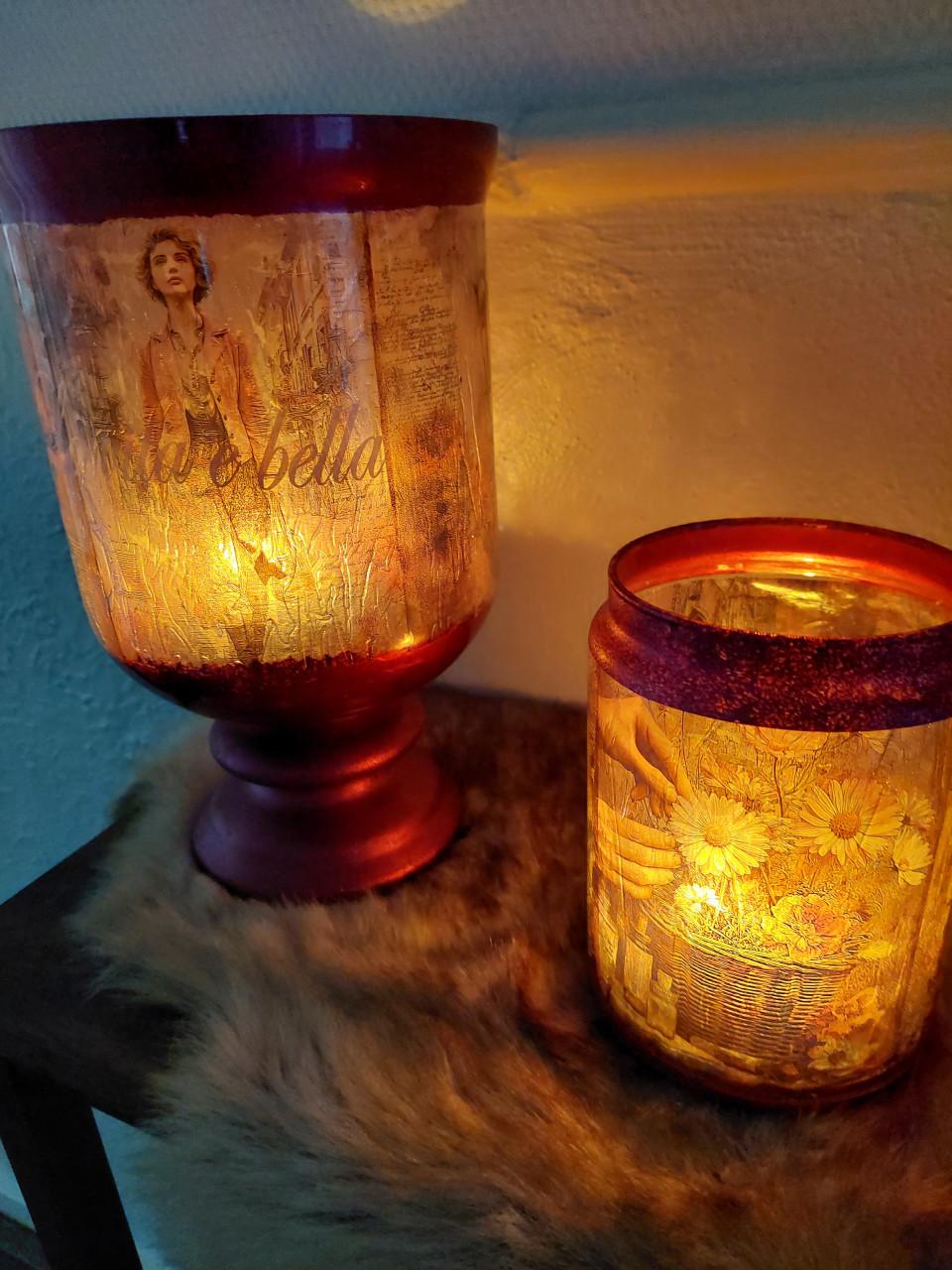 Nw Decoupage vaas +windlicht