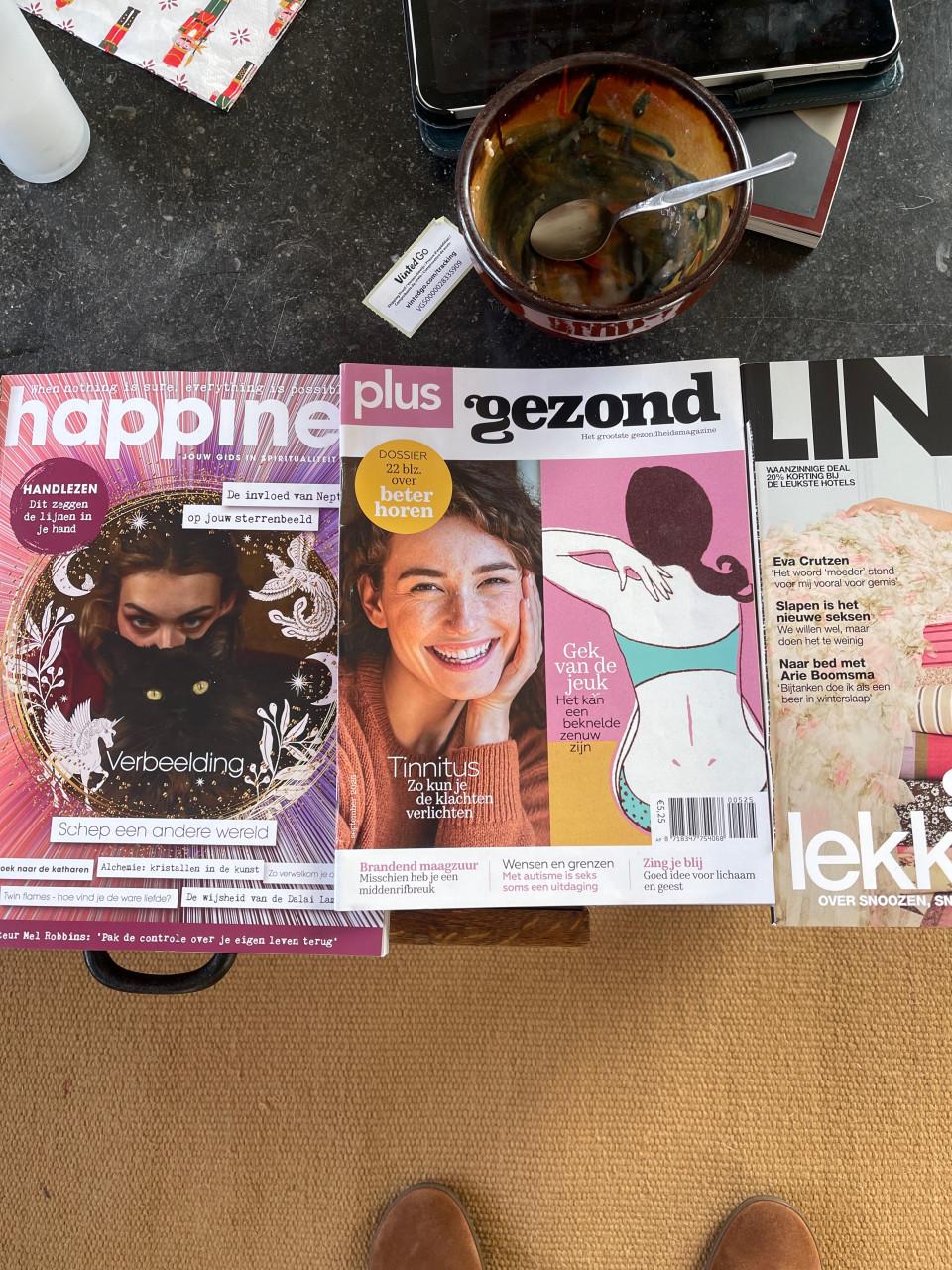 4  vrij nieuwe tijdschriften flow, happinez, plus gezond rn linda