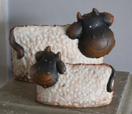 Set van 2 metalen schapen beeldjes