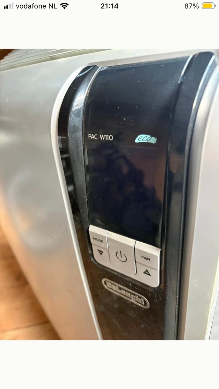 Delonghi PAC W110 3.2KW mobiele airco met afstandsbediening en afvoerslang