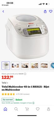 Tefal multicooker 45 in 1 RK8121 rijst en multicooker