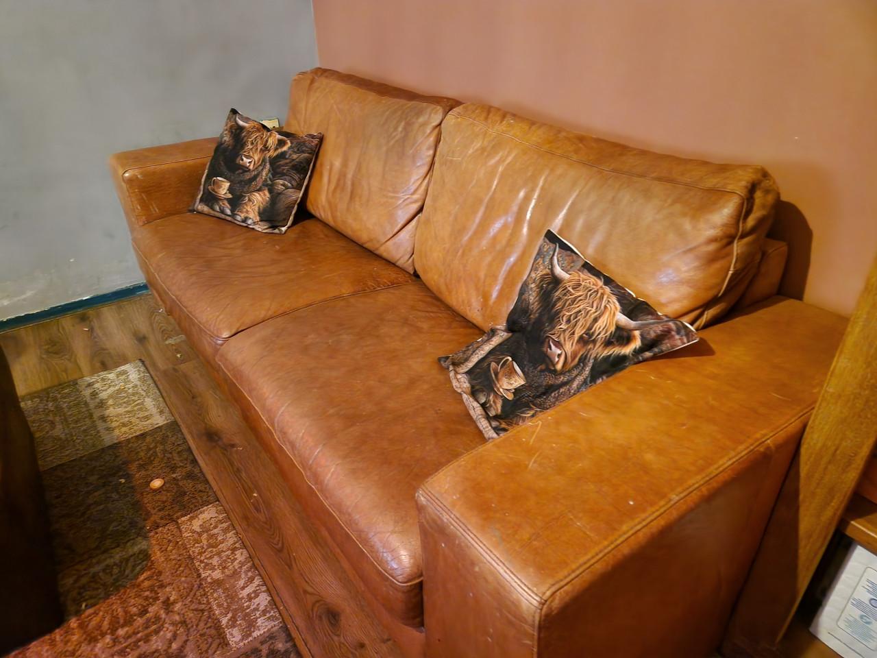 Cognac lederen bankstel