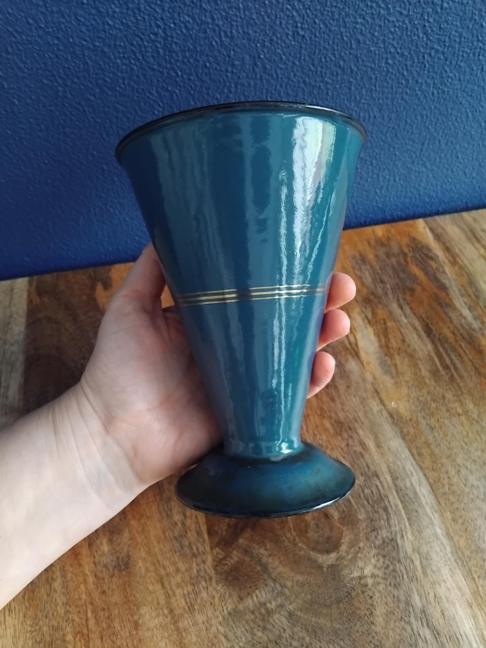 Emaille Vintage Edy maatbeker Petrolblauw