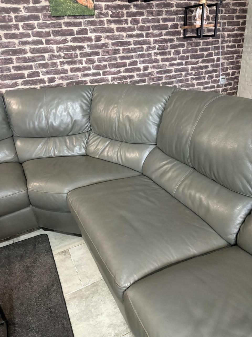 Echte leren hoekbank met 2 relaxen kleur donkergrijs