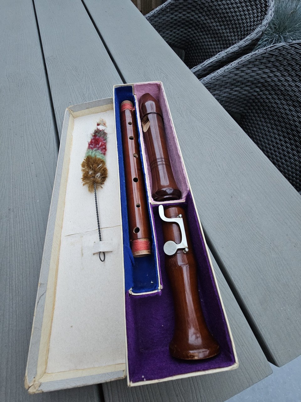 Mooie grote duitse vintage König Tenorblokfluit in originele doos..