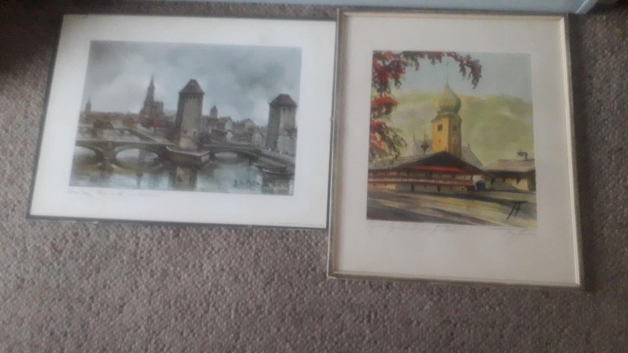 Partij tekeningen en schilderijtjes