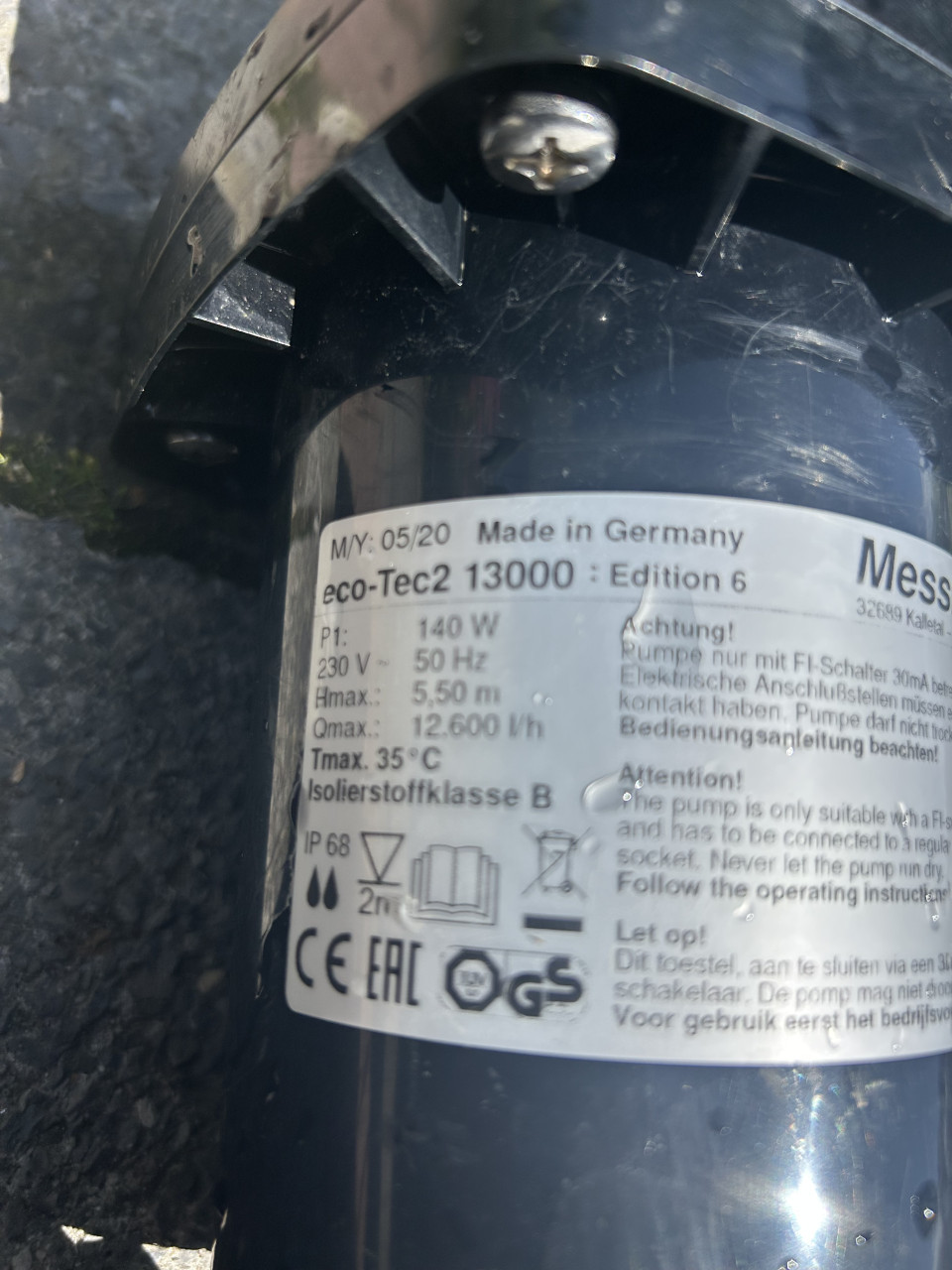 Te koop Messner eco TEC 2 13000 edition 6 sterke en zuinige pomp 2020