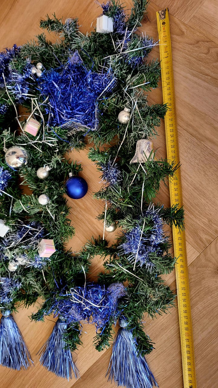 Winkeletalage 3luik met blauwe kerstdecoratie