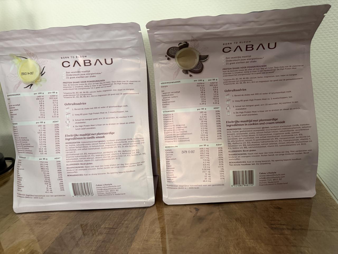 Nieuwe proteïne meals en shaker Cabau